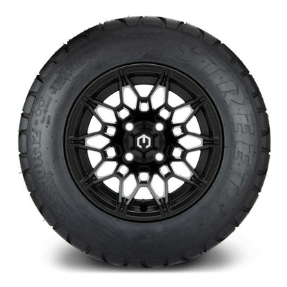 MODZ® 12" Galaxy Matte Black Wheels & Street Tires Combo (MODZ Street Fox Radial 23x10-12)
