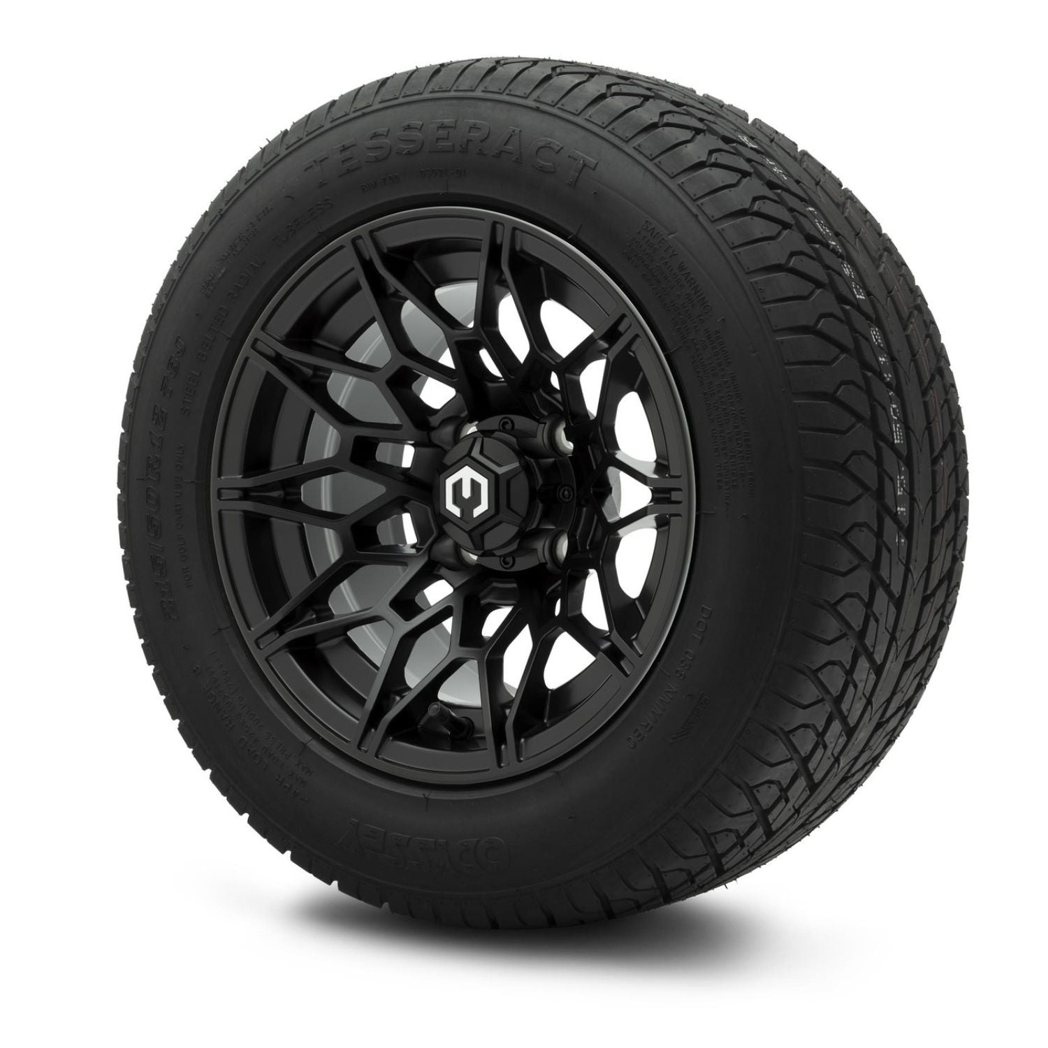 MODZ® 12" Galaxy Matte Black Wheels & Street Tires Combo (Odyssey Tesseract Steel-Belted Radial 215/50-R12)