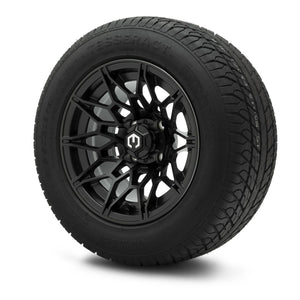 MODZ® 12" Galaxy Matte Black Wheels & Street Tires Combo (Odyssey Tesseract Steel-Belted Radial 215/50-R12)