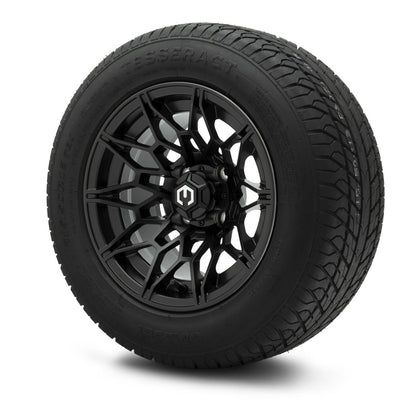 MODZ® 12" Galaxy Matte Black Wheels & Street Tires Combo (Odyssey Tesseract Steel-Belted Radial 215/50-R12)