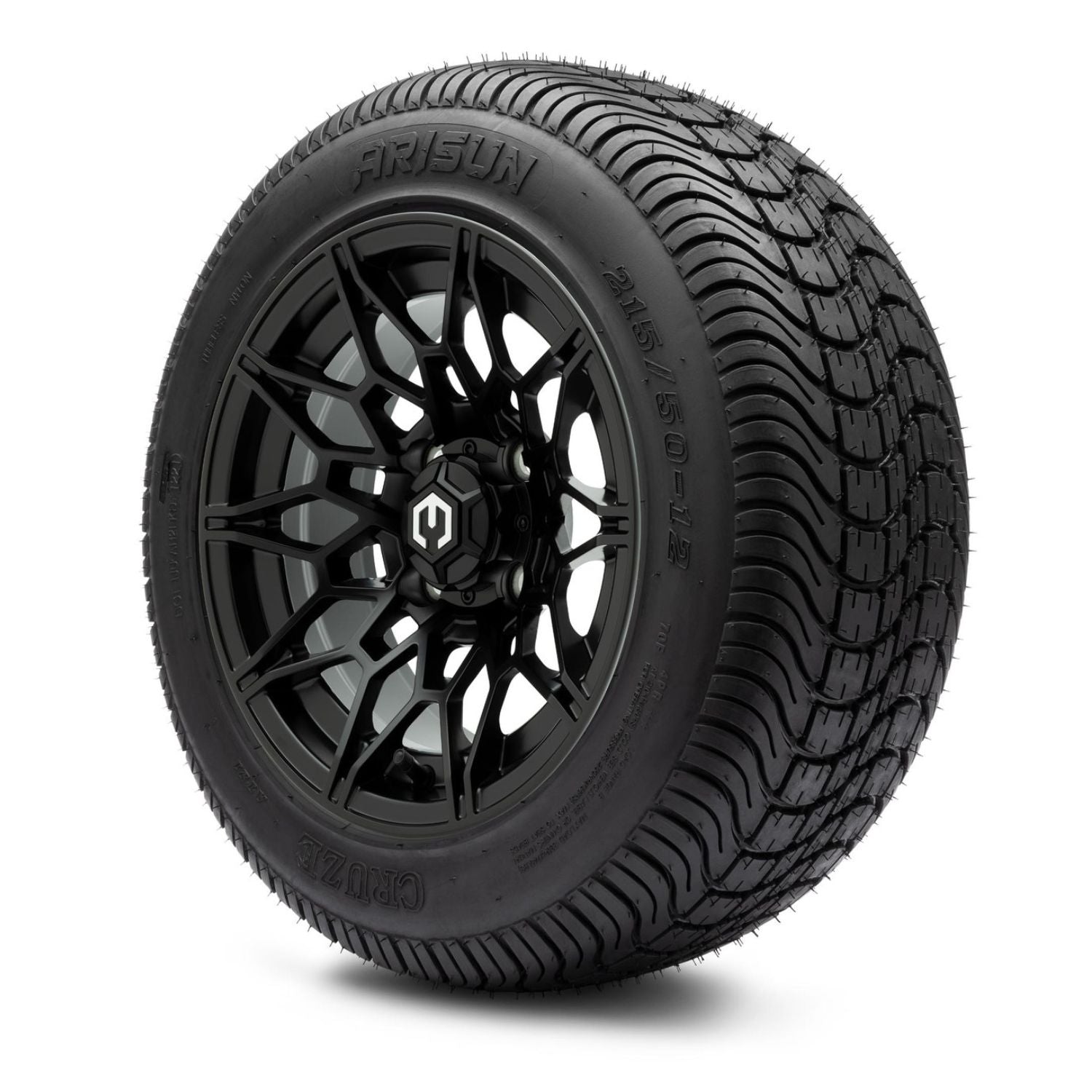MODZ® 12" Galaxy Matte Black Wheels & Street Tires Combo (Arisun Cruze 215/50-12)