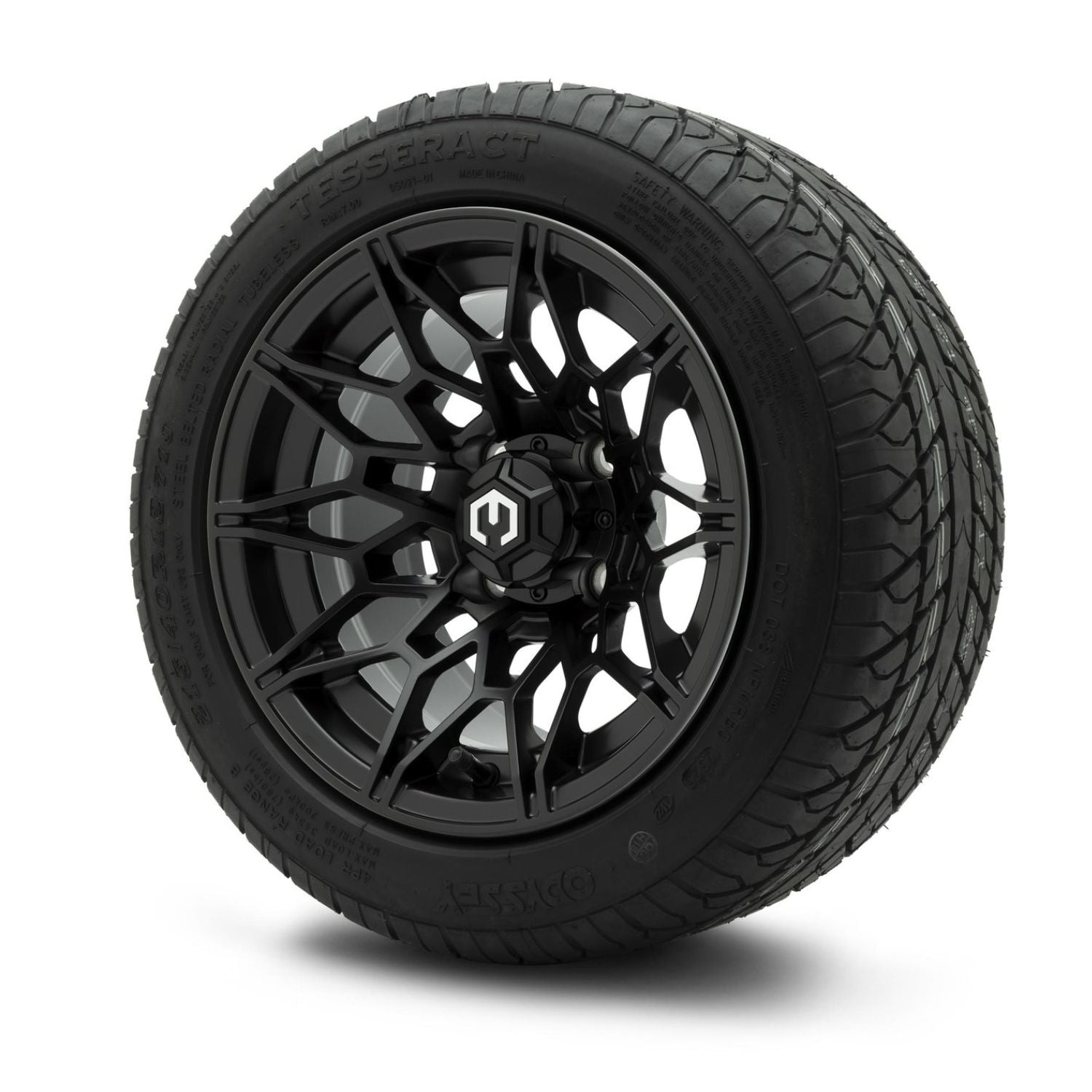 MODZ® 12" Galaxy Matte Black Wheels & Street Tires Combo (Odyssey Tesseract Steel-Belted Radial 215/40-R12)