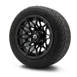 MODZ® 12" Galaxy Matte Black Wheels & Street Tires Combo (Odyssey Tesseract Steel-Belted Radial 215/40-R12)