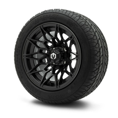 MODZ® 12" Galaxy Matte Black Wheels & Street Tires Combo (Odyssey Tesseract Steel-Belted Radial 215/40-R12)