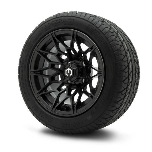 MODZ® 12" Galaxy Matte Black Wheels & Street Tires Combo (Odyssey Tesseract Steel-Belted Radial 215/40-R12)