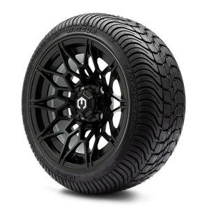 MODZ® 12" Galaxy Matte Black Wheels & Street Tires Combo (Arisun Cruze 215/35-12)