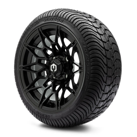 MODZ® 12" Galaxy Matte Black Wheels & Street Tires Combo (Arisun Cruze 215/35-12)