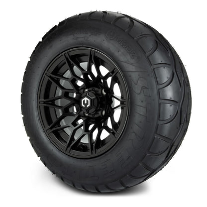 MODZ® 12" Galaxy Matte Black Wheels & Street Tires Combo (MODZ Street Fox Radial 23x10-12)