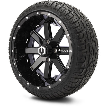 MODZ® 14" Assault Glossy Black with Ball Mill Wheels & Street Tires Combo (MODZ Street Fox Radial 23x10-14)