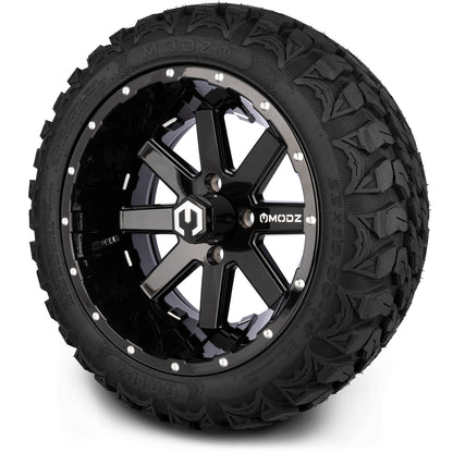 MODZ® 14" Assault Glossy Black with Ball Mill Wheels & Off-Road Tires Combo (Arisun X-Trail All-Terrain 23x10-14)