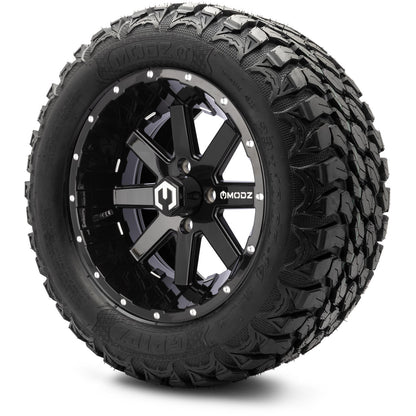 MODZ® 14" Assault Glossy Black with Ball Mill Wheels & Off-Road Tires Combo (Arisun X-Armory All-Terrain 23x10-14 Radial)