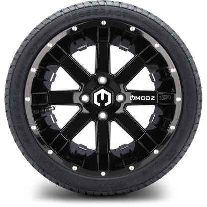 MODZ® 14" Assault Glossy Black with Ball Mill Wheels & Street Tires Combo (MODZ Street Fox Radial 23x10-14)