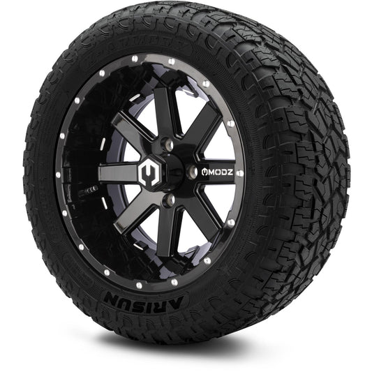 MODZ® 14" Assault Glossy Black with Ball Mill Wheels & Off-Road Tires Combo (Arisun X-Armory All-Terrain 23x10-14 Radial)