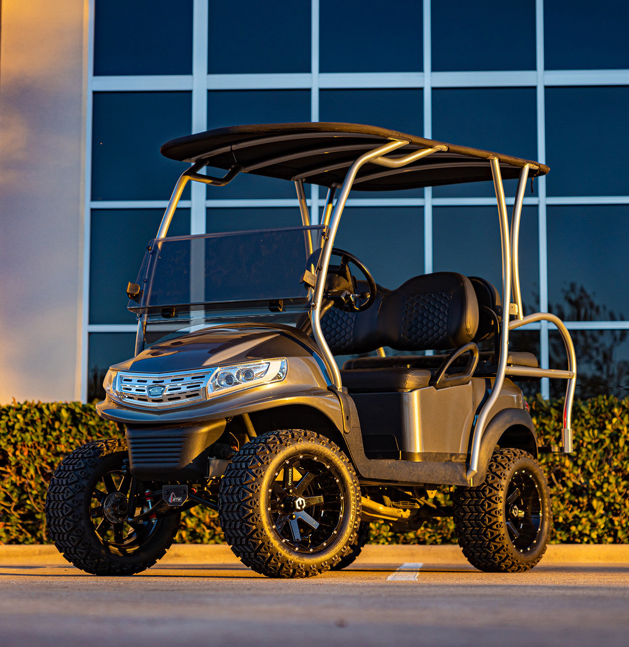 MODZ® 14" Assault Glossy Black with Ball Mill Wheels & Off-Road Tires Combo (Arisun X-Trail All-Terrain 23x10-14)