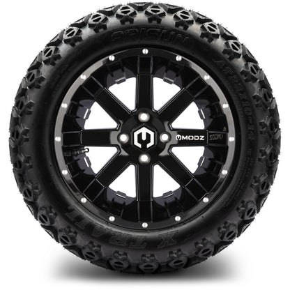 MODZ® 14" Assault Glossy Black with Ball Mill Wheels & Off-Road Tires Combo (Arisun X-Armory All-Terrain 23x10-14 Radial)