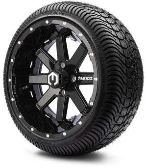 MODZ® 14" Assault Glossy Black with Ball Mill Wheels & Street Tires Combo (Arisun Cruze 205/30-14)