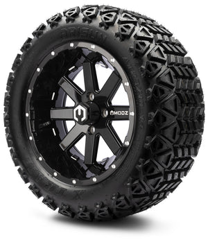 MODZ® 14" Assault Glossy Black with Ball Mill Wheels & Off-Road Tires Combo (Xcomp Gladiator 23-10-14 Radial)