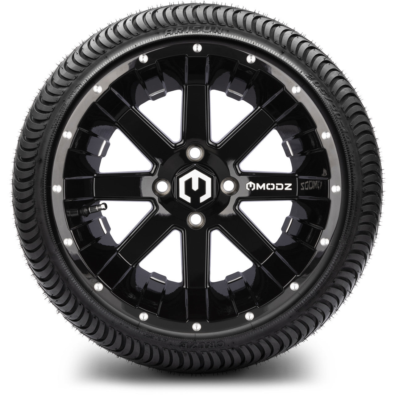 MODZ® 14" Assault Glossy Black with Ball Mill Wheels & Street Tires Combo (MODZ Street Fox Radial 23x10-14)