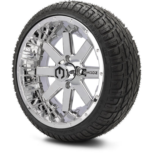MODZ® 14" Assault Chrome Wheels & Street Tires Combo (Arisun X-Sport 205/30-14)
