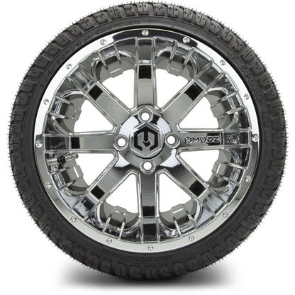 MODZ® 14" Assault Chrome Wheels & Street Tires Combo (Arisun Cruze 205/30-14)