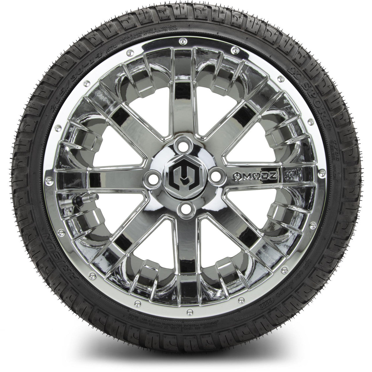 MODZ® 14" Assault Chrome Wheels & Street Tires Combo (MODZ Street Fox Radial 23x10-14)