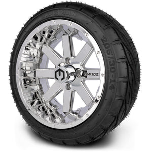 MODZ® 14" Assault Chrome Wheels & Street Tires Combo (MODZ Guardian 205/30-14)