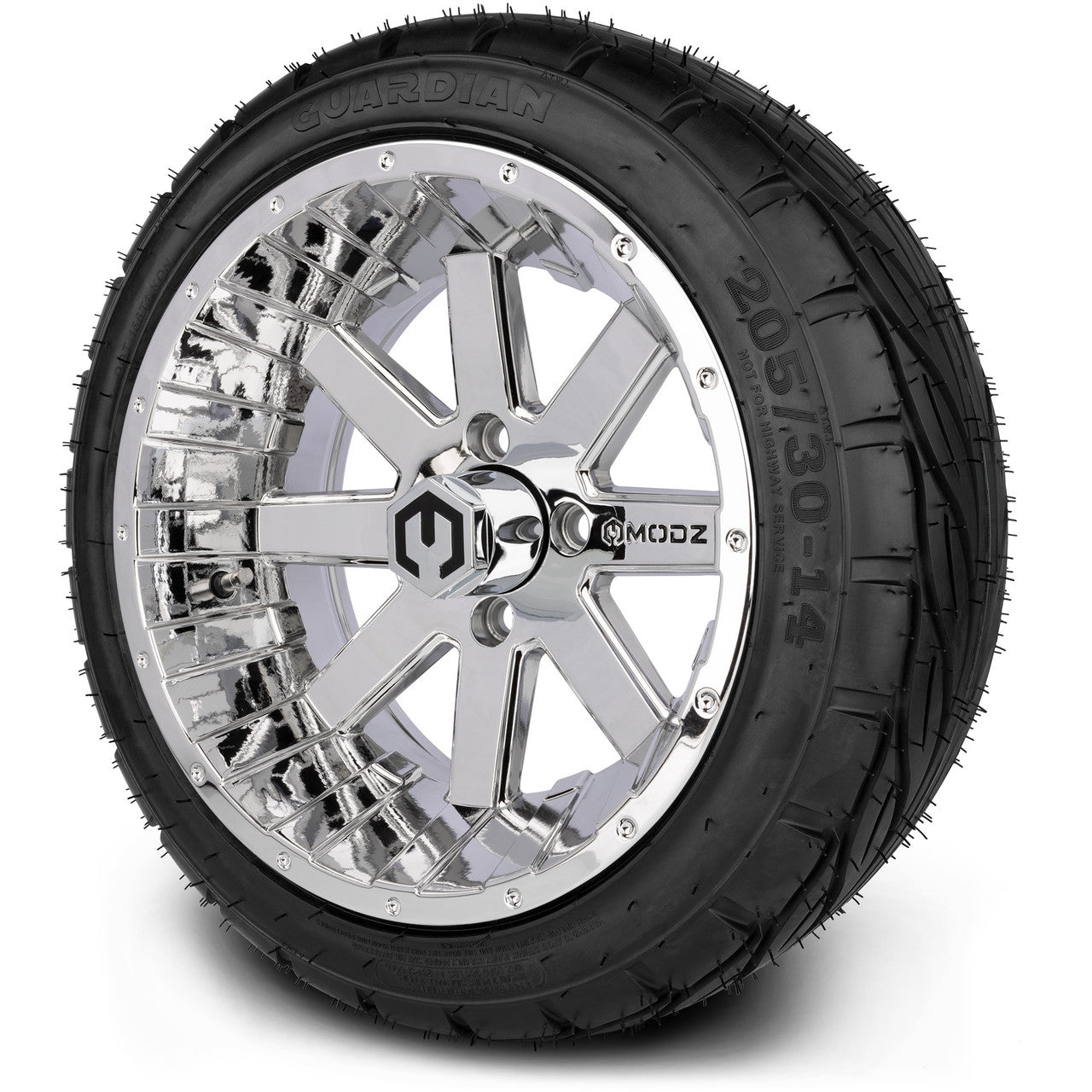 MODZ® 14" Assault Chrome Wheels & Street Tires Combo (MODZ Street Fox Radial 23x10-14)
