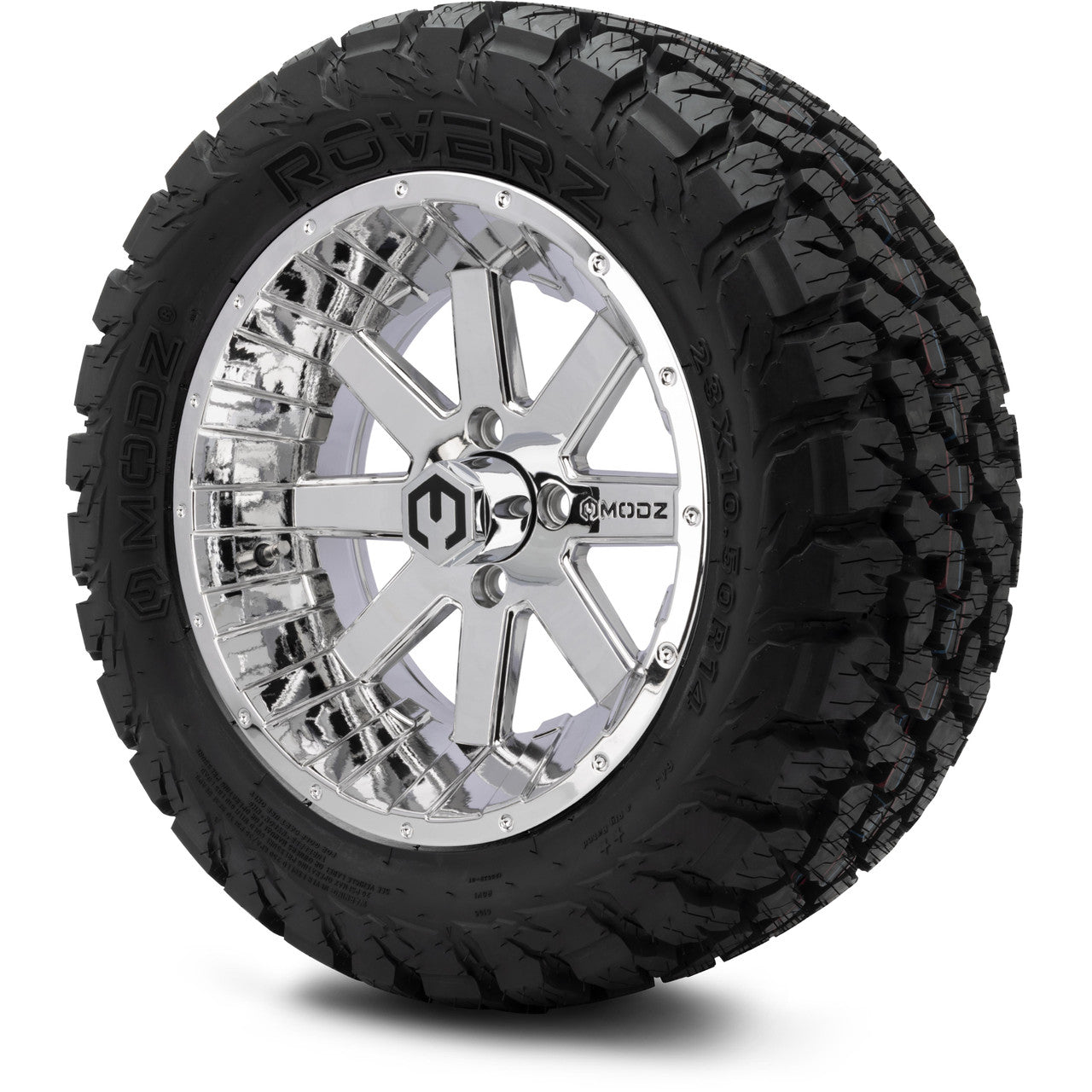 MODZ® 14" Assault Chrome Wheels & Off-Road Tires Combo (Xcomp Gladiator 23-10-14 Radial)
