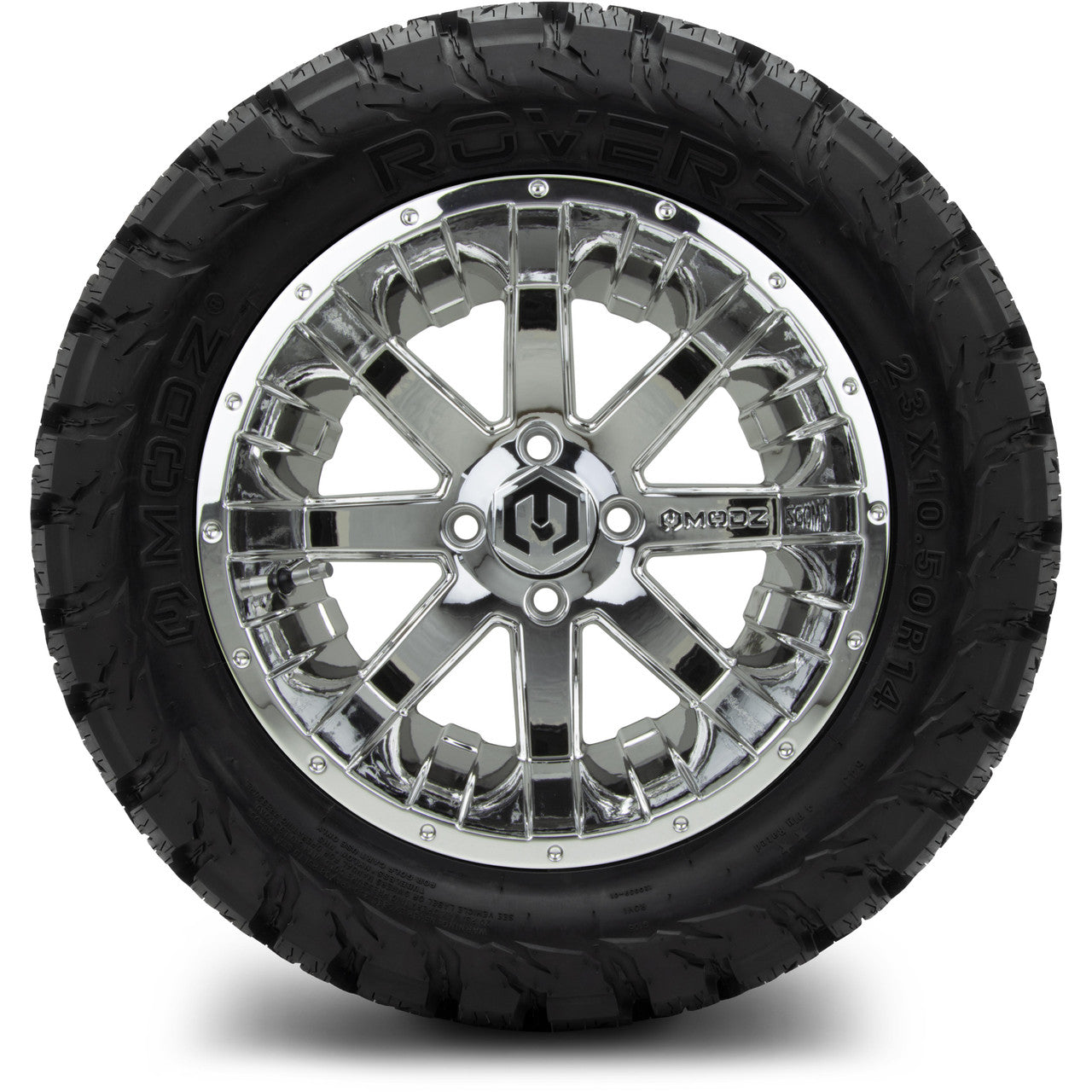 MODZ® 14" Assault Chrome Wheels & Off-Road Tires Combo (Arisun X-Trail All-Terrain 23x10-14)
