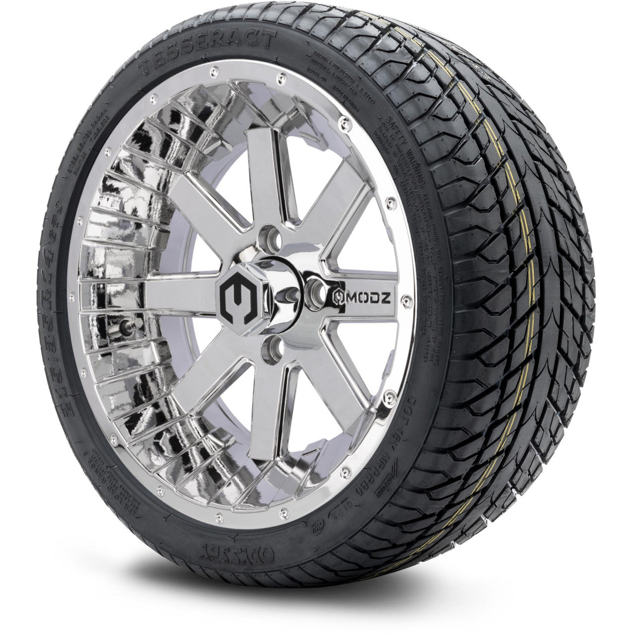 MODZ® 14" Assault Chrome Wheels & Street Tires Combo (Arisun Cruze 205/30-14)