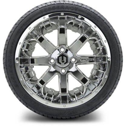 MODZ® 14" Assault Chrome Wheels & Street Tires Combo (Arisun Cruze 205/30-14)