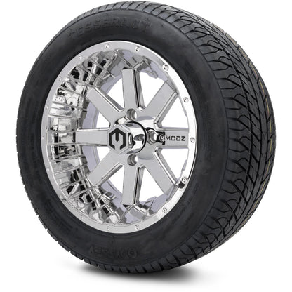 MODZ® 14" Assault Chrome Wheels & Street Tires Combo (MODZ Street Fox Radial 205/40-14)