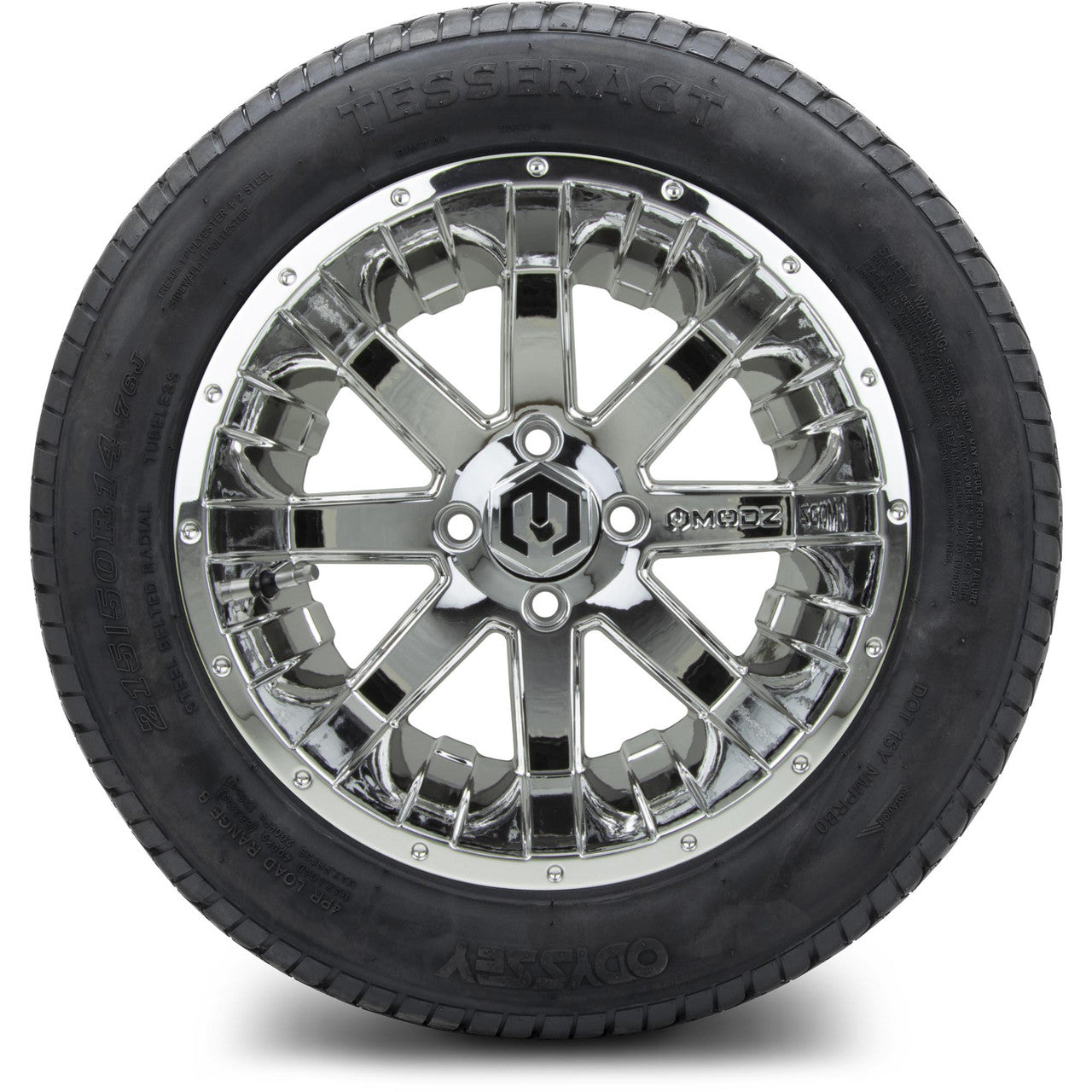 MODZ® 14" Assault Chrome Wheels & Street Tires Combo (Arisun Cruze 205/30-14)