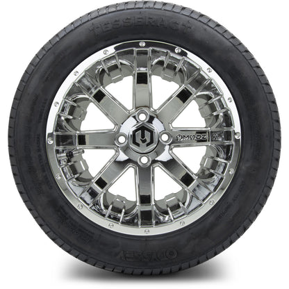 MODZ® 14" Assault Chrome Wheels & Street Tires Combo (Odyssey Tesseract Steel Belted Radial 215/35-14)