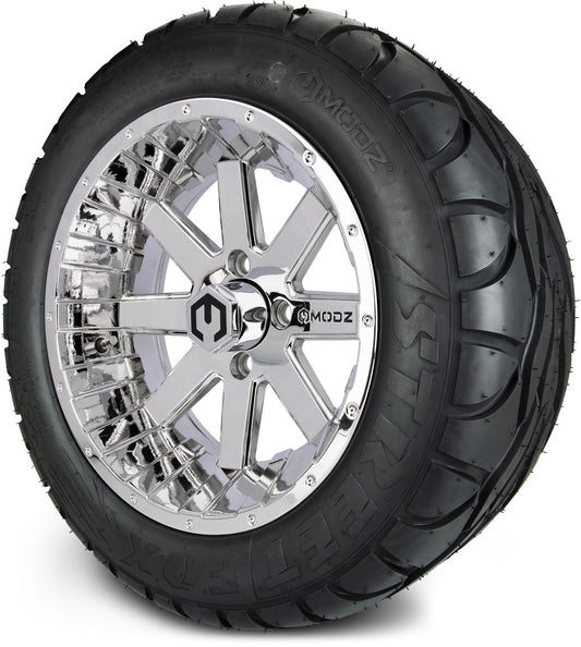 MODZ® 14" Assault Chrome Wheels & Street Tires Combo (MODZ Street Fox Radial 23x10-14)