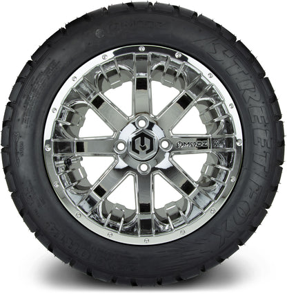 MODZ® 14" Assault Chrome Wheels & Street Tires Combo (Arisun Cruze 205/30-14)