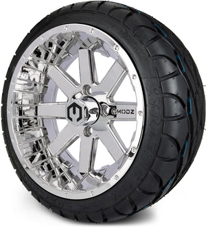 MODZ® 14" Assault Chrome Wheels & Street Tires Combo (MODZ Street Fox Radial 205/40-14)