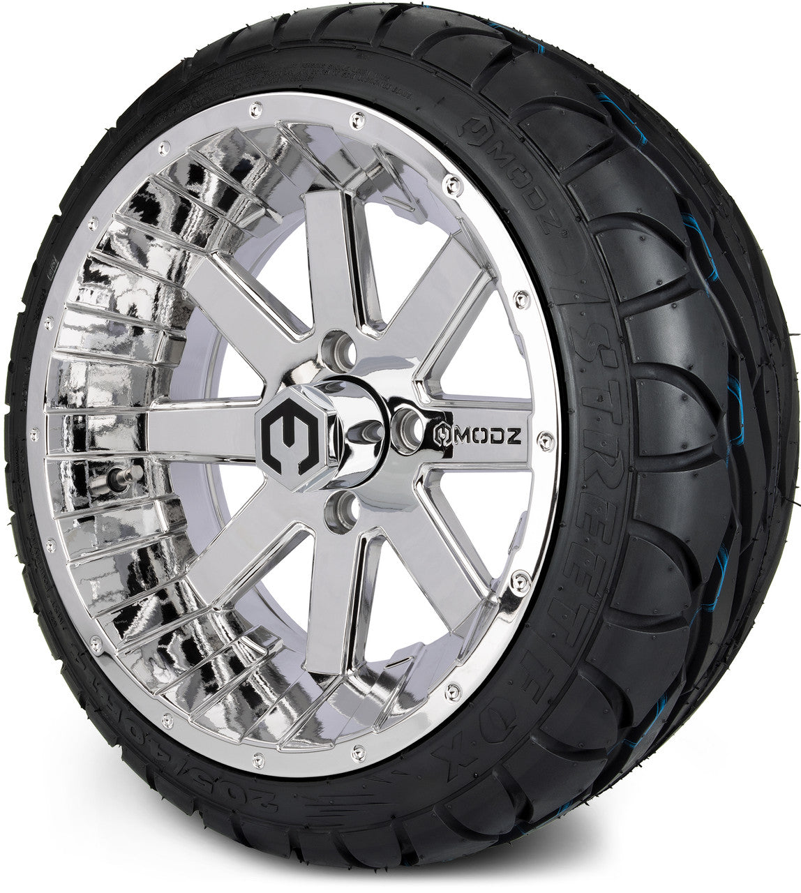 MODZ® 14" Assault Chrome Wheels & Street Tires Combo (MODZ Street Fox Radial 23x10-14)