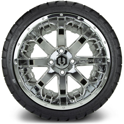 MODZ® 14" Assault Chrome Wheels & Street Tires Combo (Arisun Cruze 205/30-14)
