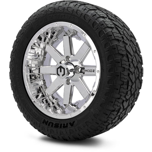 MODZ® 14" Assault Chrome Wheels & Off-Road Tires Combo (Arisun X-Armory All-Terrain 23x10-14 Radial)