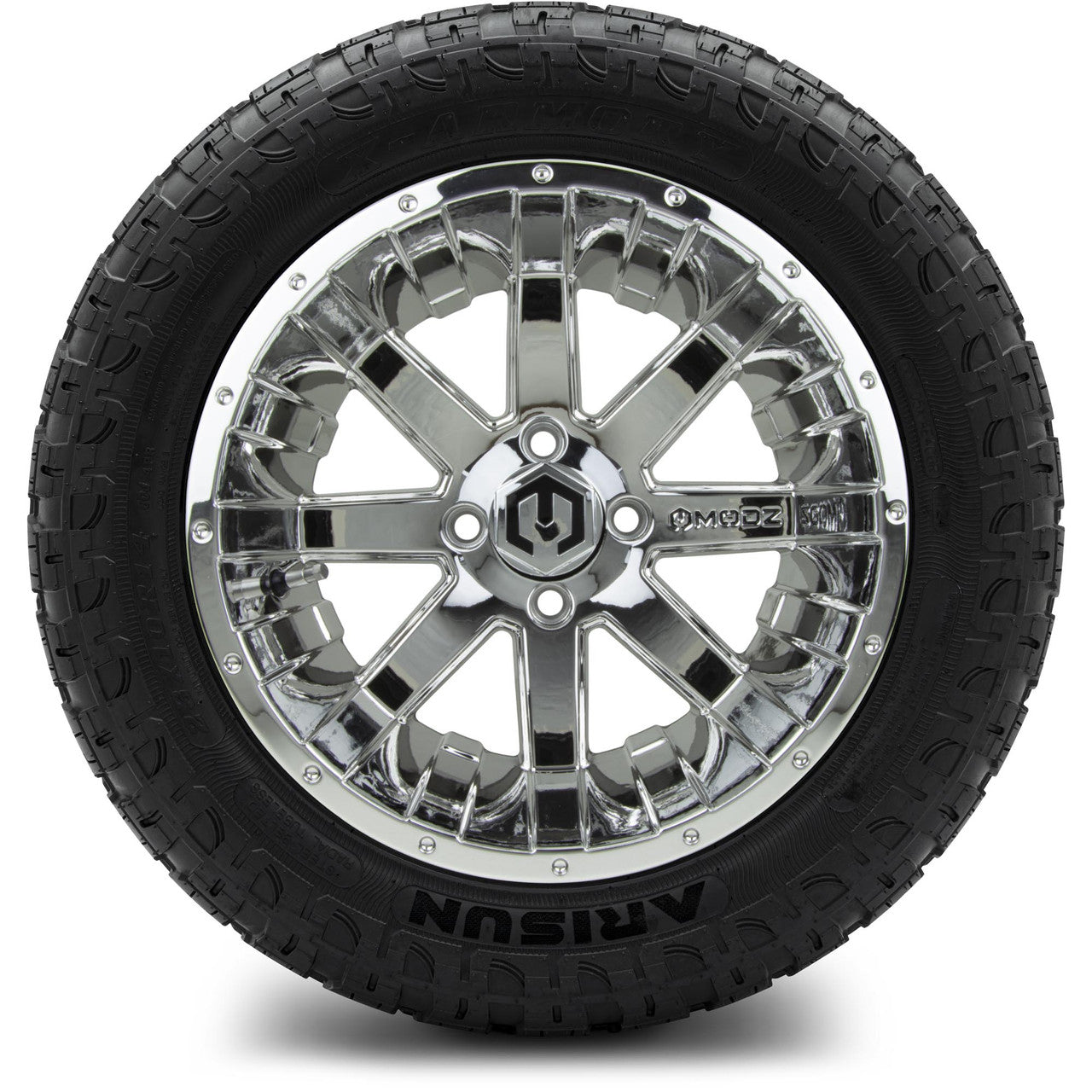 MODZ® 14" Assault Chrome Wheels & Off-Road Tires Combo (Xcomp Gladiator 23-10-14 Radial)
