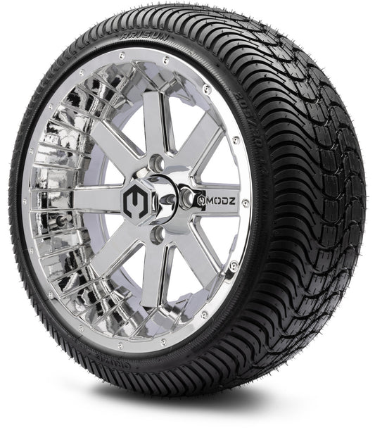 MODZ® 14" Assault Chrome Wheels & Street Tires Combo (Arisun Cruze 205/30-14)