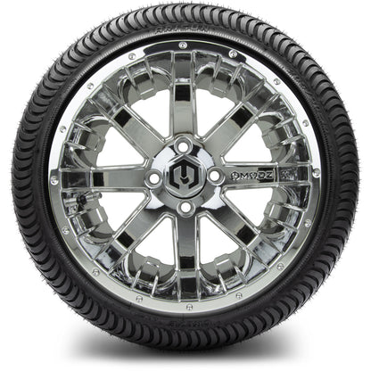 MODZ® 14" Assault Chrome Wheels & Street Tires Combo (Odyssey Tesseract Steel Belted Radial 215/35-14)