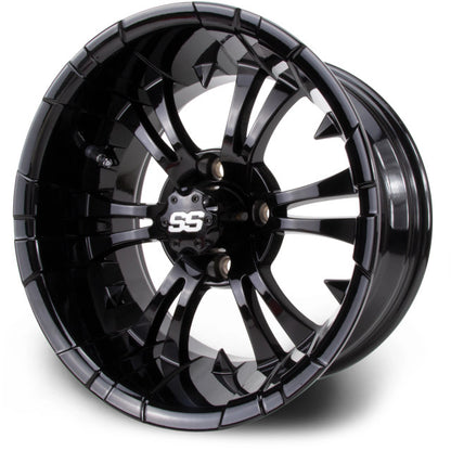 MODZ® 14" Vampire Glossy Black Wheels & Street Tires Combo (MODZ Guardian 205/30-14)