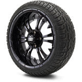 MODZ® 14" Vampire Glossy Black Wheels & Street Tires Combo (Arisun X-Sport 205/30-14)
