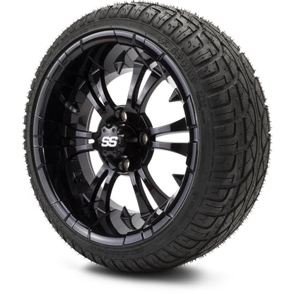 MODZ® 14" Vampire Glossy Black Wheels & Street Tires Combo (MODZ Street Fox Radial 23x10-14)