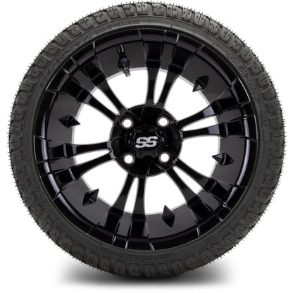 MODZ® 14" Vampire Glossy Black Wheels & Street Tires Combo (Arisun X-Sport 205/30-14)