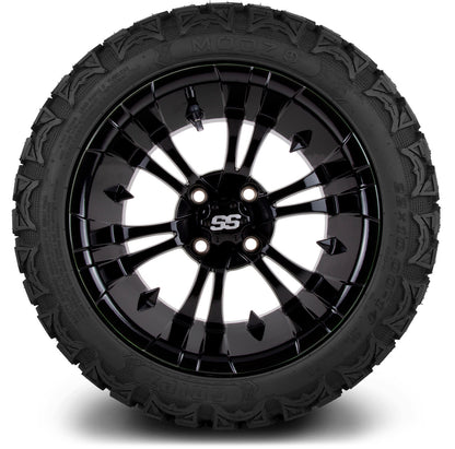 MODZ® 14" Vampire Glossy Black Wheels & Off-Road Tires Combo (Arisun X-Trail All-Terrain 23x10-14)