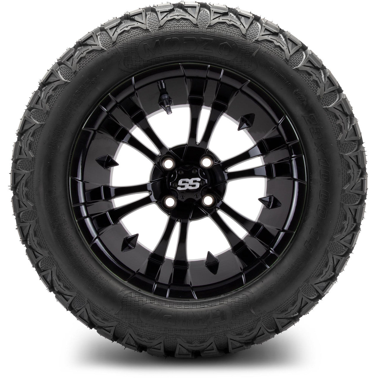 MODZ® 14" Vampire Glossy Black Wheels & Off-Road Tires Combo (Arisun X-Trail All-Terrain 23x10-14)