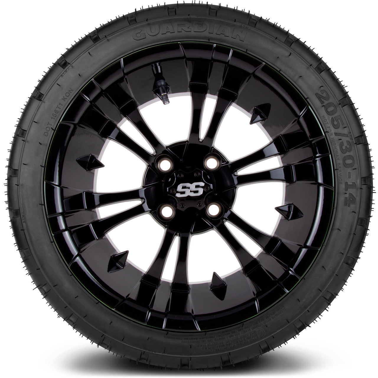 MODZ® 14" Vampire Glossy Black Wheels & Street Tires Combo (MODZ Street Fox Radial 23x10-14)